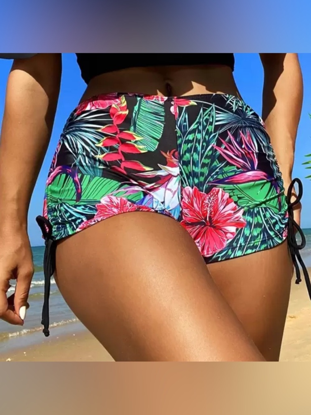 Women’s Tropical High-Waist Swim Shorts